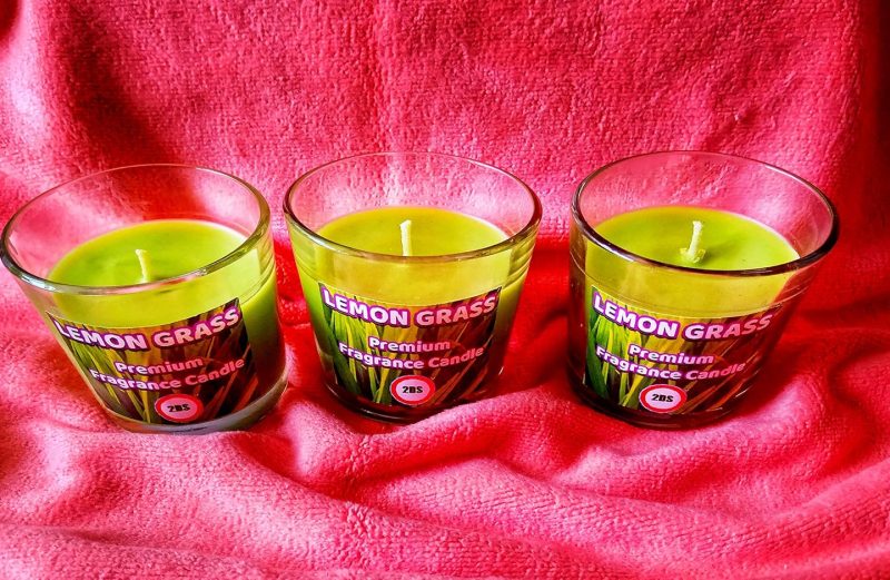 2DS® Lemongrass Scented Short Glass Candle for Home Decoration Set of 3